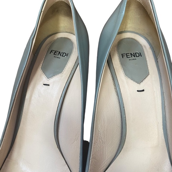 Fendi Gray Leather Stiletto Closed Toe Pumps Heels size 8 - Picture 12 of 12